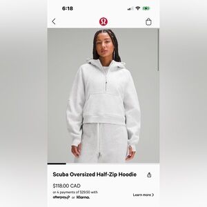 Lululemon scuba oversized half zip hoodie